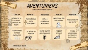 27 Au 31 Juillet Aventuriers